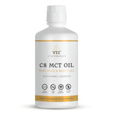 VTC VitaTradingCo. huile MCT C8 pure en bouteille, énergie durable.
