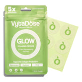 Pansement collagene Glow Vytadose applique sur peau pour eclat et hydration.