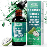 Gouttes corossol Vyxion, bouteille claire, présentation naturelle, prête pour une utilisation quotidienne.