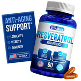We Like Vitamins Resveratrol, bouteille 1000 mg, soutien potentiel à la vitalité.