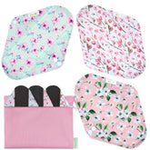 Wegreeco serviettes charbon imprimé fleurs cerisier, protection douce et réutilisable pour le cycle