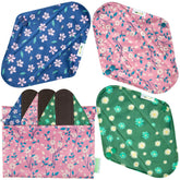 Wegreeco serviettes menstruelles imprimées chrysantèmes, protection durable et réutilisable.