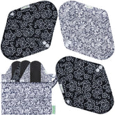 Wegreeco: serviettes réutilisables noir, impression extérieure, protection anti-fuite.