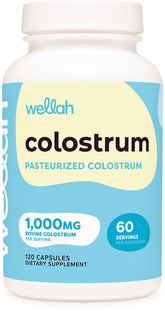 Wellah colostrum en gélules pasteurisées: bouteille présentée pour une routine pratique.