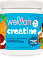 Wellah Creatine pour femmes Blue Hawaii dans sa boîte, idéale pour 50 portions quotidiennes