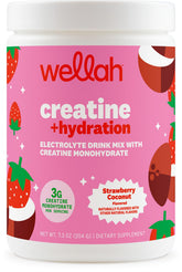 Wellah Créatine + Hydratation Poudre – bouteille saveur fraise coco, énergie rapide après l’effort