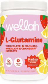 Wellah L-Glutamine Fraise Citronnade bouteille: soutien quotidien du bien-être.