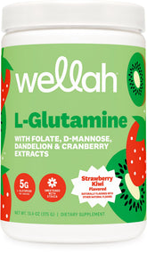 Wellah L-Glutamine Poudre Fraise Kiwi bouteille : goût fruité et pratique