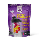 Wellgenix Hydrate48 pack shot: poudre électrolyte sans sucre pour une hydratation efficace.