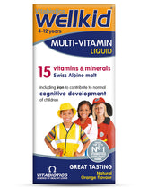 Wellkid Liquide Multi-Vitamines – bouteille pratique soutient l'apport vitaminique des enfants.