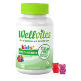 Gommes Wellvites pour enfants dans la bouteille, goût plaisant et pratique quotidienne.