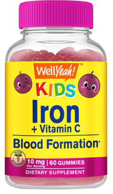 WellYeah gommes au fer pour enfants – flacon coloré, énergie et immunité potentielles.