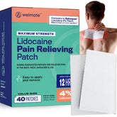 Patch WELMATE lidocaïne 4% sur le dos pour un soulagement ciblé.
