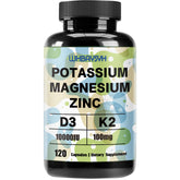 Bouteille WHBAYSYH Potassium Magnésium Zinc équilibre électrolytes, soutien potentiel à l'énergie quotidienne.