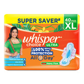 Whisper Choice serviettes hygiéniques ailées XL 40, protection fiable au quotidien.