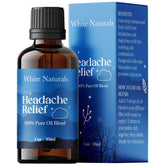 White Naturals Headache Relief: bouteille ambrée pour diffusion apaisante et pratique.