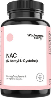 Wholesome Story NAC — bouteille de capsules 600 mg prête à l'emploi.