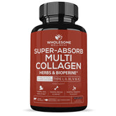 Wholesome Wellness, capsules collagène multi-type, visualisation produit pour cheveux et peau