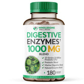 Wholesome Wellness Digestive Enzymes: bouteille et capsules pour digestion naturelle.