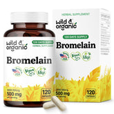 Wild & Organic bromélaïne emballage clair et naturel, présentation adaptée.