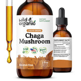 Bouteille Wild & Organic chaga sur table, utilisation quotidienne potentielle.