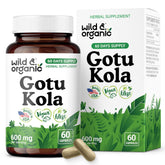 Wild & Organic Gotu Kola — flacon visible, soutien potentiel à la concentration.