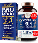 WINDSOR BOTANICALS Fer doux 35 mg – Bouteille facile pour soutien quotidien.