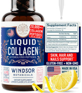 Gouttes Windsor Botanicals – collagène liquide concentré pour peau plus ferme.