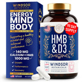 Bouteille Windsor Botanicals HMB-D3 pour soutenir la masse maigre et la récupération.