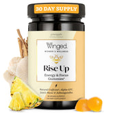 Winged Wellness Rise Up: emballage de la boîte mettant en valeur les gommes à l’ananas.