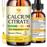 WOGORGT Calcium Citrate flacon banane pour une absorption facilitée.