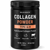 WoldoHealth Collagen Peptides Poudre dans flacon, mélange facile.