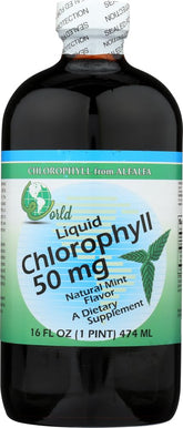 World Organic Chlorophylle Liquide Menthe, bouteille 16 oz prête à être ajoutée à l'eau.