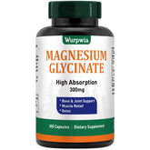 Flacon Wurpwia Magnésium Glycinate, capsules faciles à prendre pour un soutien quotidien.