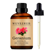 Huile essentielle Wuvezrub Géranium, bouteille 120 ml prête pour l'aromathérapie.