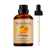 Huile essentielle orange Wuvezrub en flacon, pure et naturelle pour diffusion aromatique.