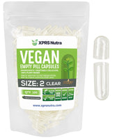 Capsules XPRS Nutra taille 2 vides et transparentes, idéale pour un remplissage précis.