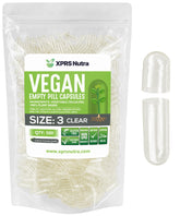 Capsules XPRS Nutra taille 3 transparentes, faciles à remplir.