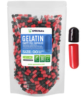 Gélules XPRS Nutra Size 00 noires et rouges, faciles à remplir et à visualiser.