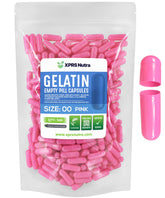 XPRS Nutra capsules vides taille 00 rose transparentes facilitant le remplissage précis.
