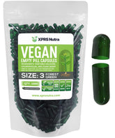 Capsules vides XPRS Nutra taille 3 vert forêt, parfaites pour un remplissage précis.