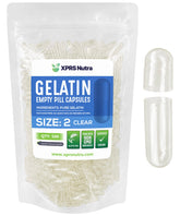 Capsules vides XPRS Nutra transparentes taille 2 pour remplissage précis.
