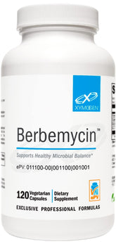 XYMOGEN Berbemycin – bouteille de capsules prête à soutenir l'équilibre intestinal.