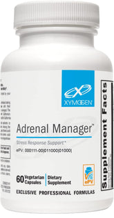 XYMOGEN Adrenal Manager: bouteille et étiquette, présentation professionnelle pour votre routine quotidienne.