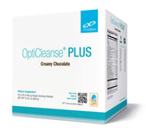 Xymogen OptiCleanse Plus emballage crème chocolat, pratique pour une routine detox.
