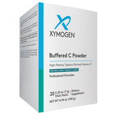 XYMOGEN Buffered C Powder dans la bouteille, apport élevé en vitamine C.