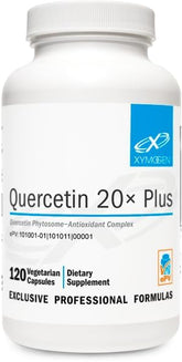 XYMOGEN Quercétine 20× Plus — bouteille vue, soutient quotidien du système respiratoire.