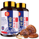 Complexe Yasumako Reishi 1500mg en bouteille, soutien potentiel à l'énergie quotidienne.