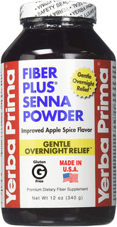 Flacon Yerba Prima Fibre Plus Senna – poudre, soutien potentiel à la régularité et au bien-être digestif.