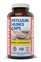 Bouteille Yerba Prima Psyllium Husks Caps, fibre pratique au quotidien.